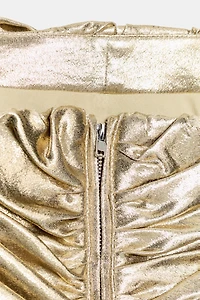 METALLIC EFFECT PLEATED CORSET TOP
