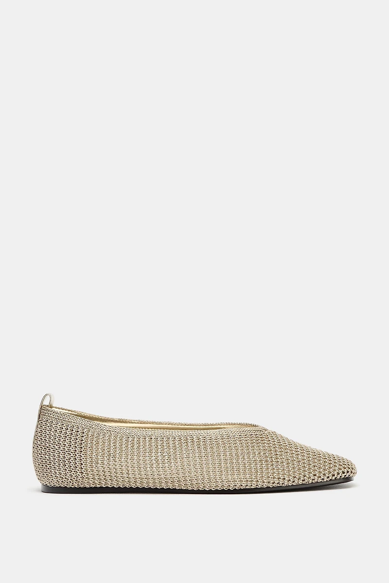 METALLIC WOVEN BALLET FLATS