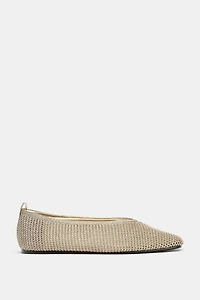 METALLIC WOVEN BALLET FLATS