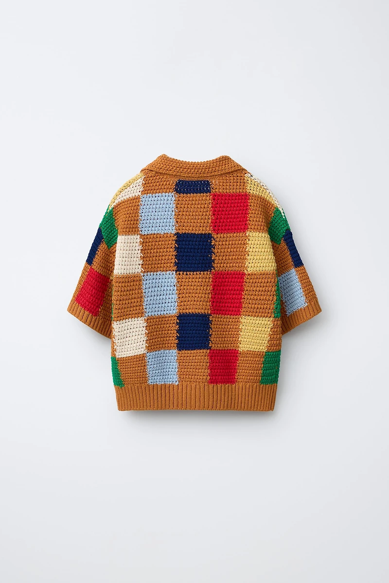 PLAID KNIT SHIRT