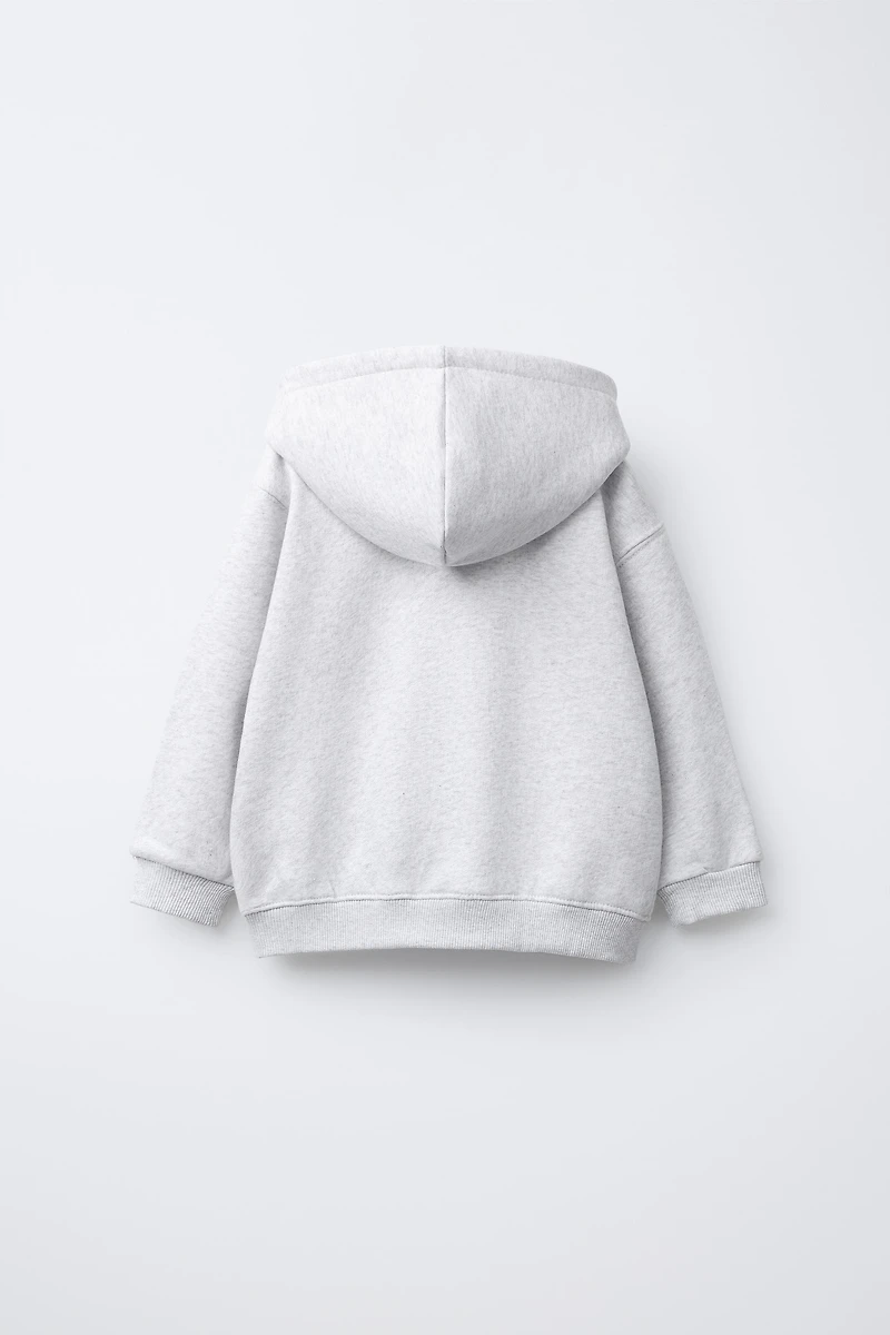 BASIC TEXT ZIP-UP SWEATSHIRT