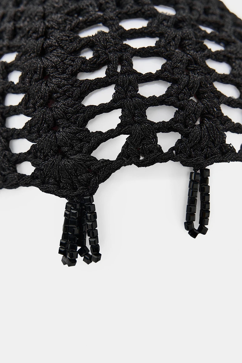 CROCHET SKULLCAP WITH BEADS