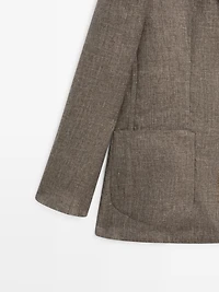Veste de costume ajustée 100% lin chiné