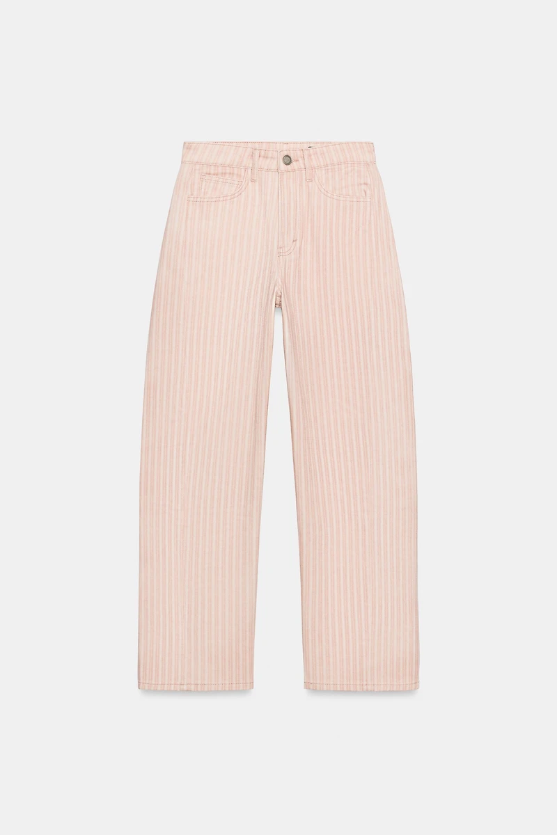 ZW COLLECTION MID-RISE STRIPED RELAXED STRAIGHT ANKLE JEANS