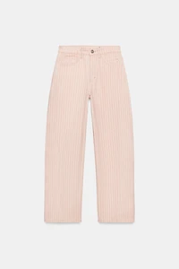 ZW COLLECTION MID-RISE STRIPED RELAXED STRAIGHT ANKLE JEANS