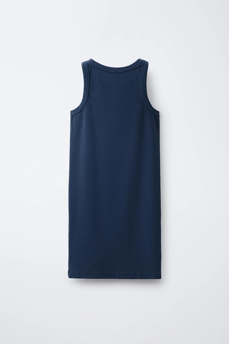 EMBROIDERED RIB DRESS