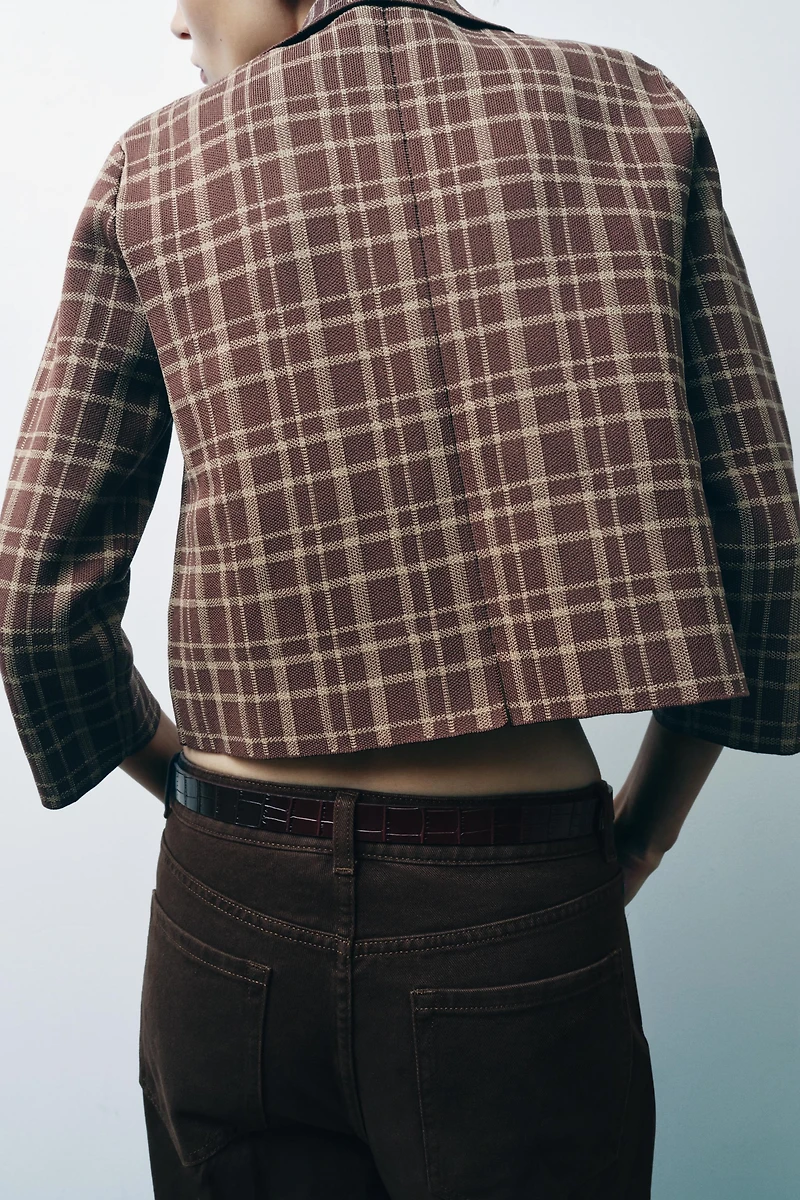 PLAID KNIT CARDIGAN