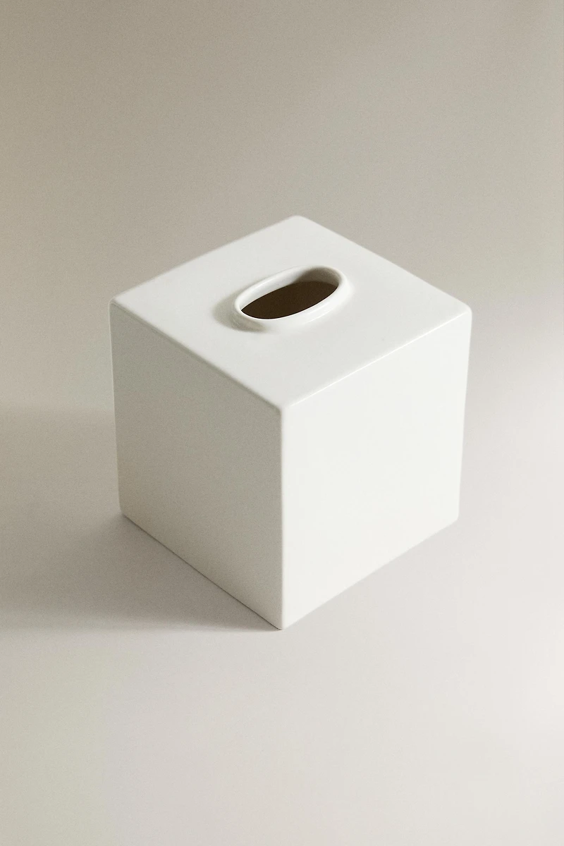 CREAM CERAMIC TISSUE BOX