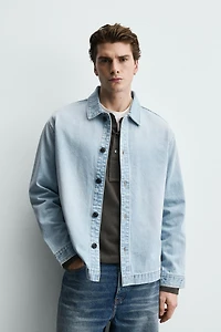SURCHEMISE EN DENIM DÉLAVÉ