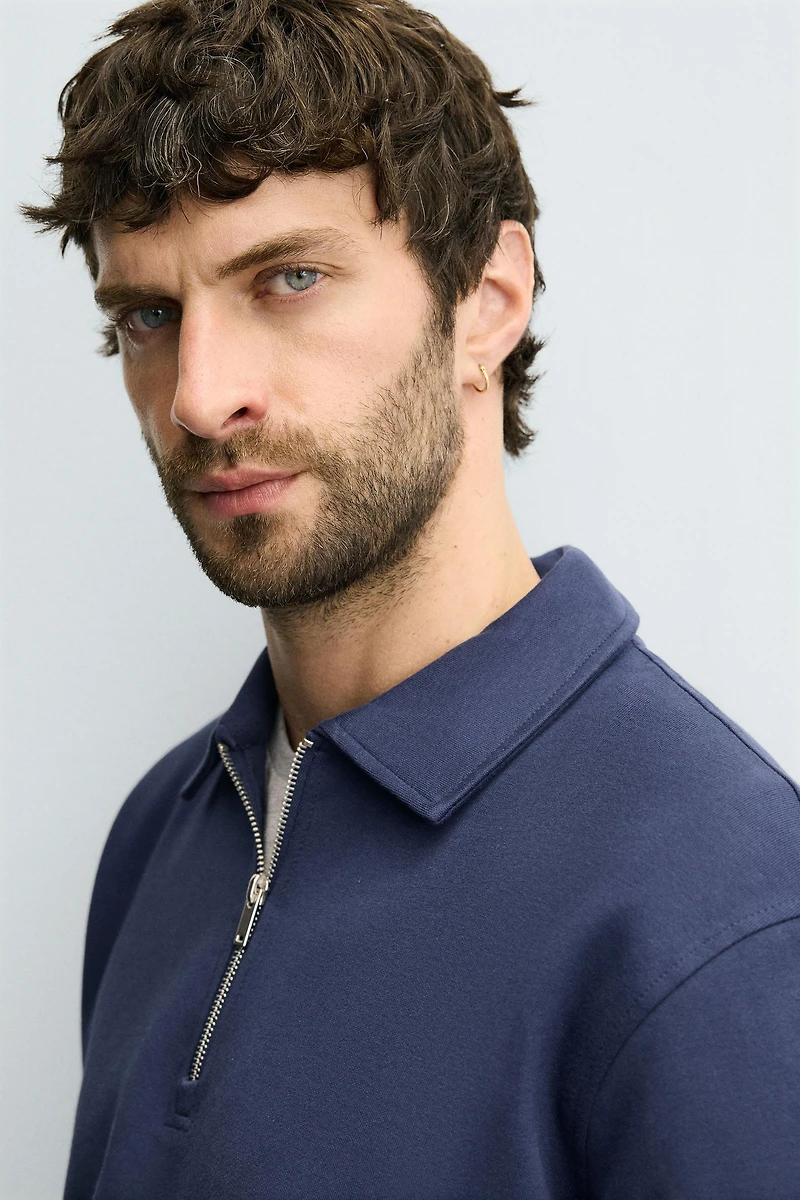 INTERLOCK ZIP POLO SWEATSHIRT