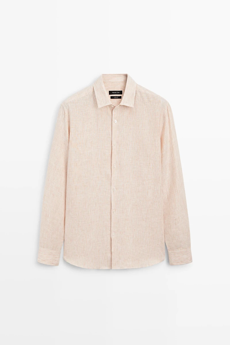 Chemise à rayures regular fit 100 % lin
