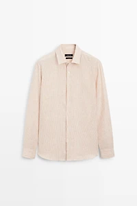 Chemise à rayures regular fit 100 % lin