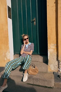 STRIPED KNIT POLO SHIRT