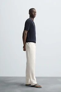 KNIT T-SHIRT WITH BUTTONED NECK