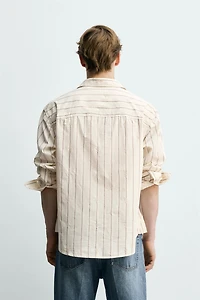 FLORAL EMBROIDERED STRIPED SHIRT