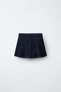 PLEATED DENIM SKIRT