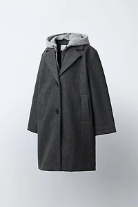 LONG COAT WITH REMOVABLE HOODIE