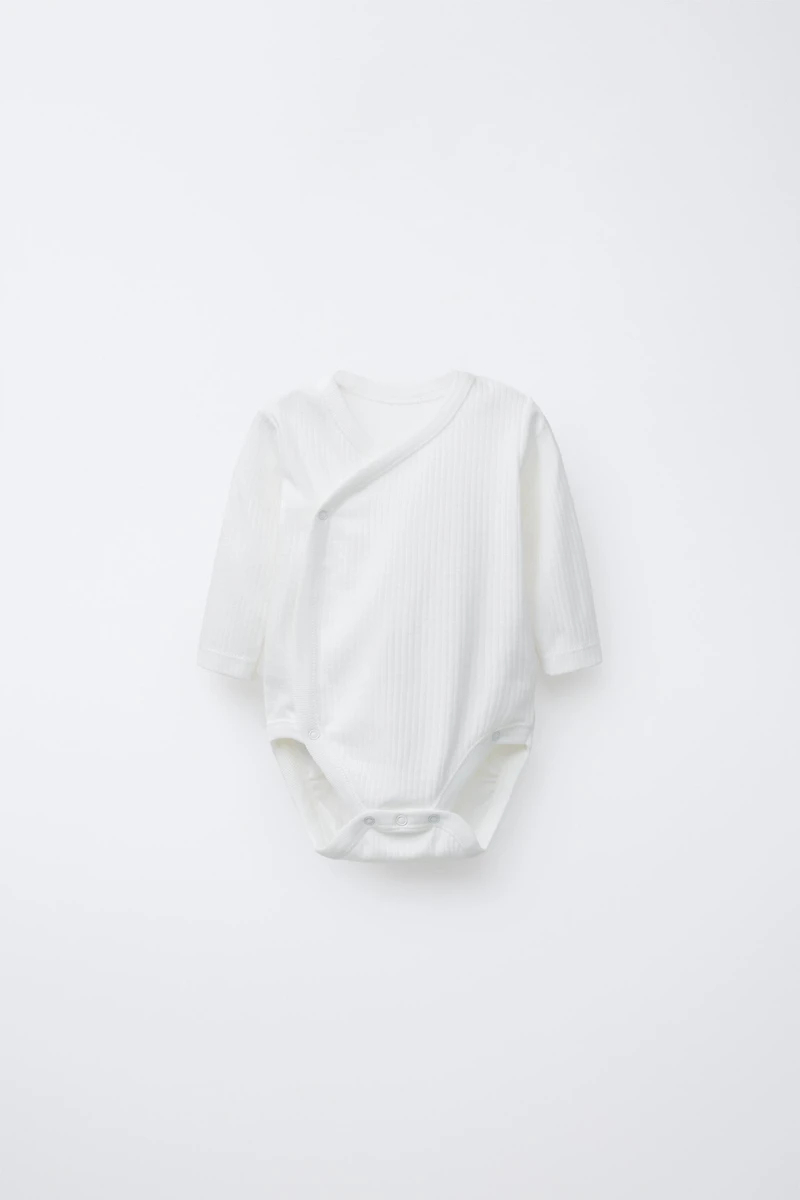 0-6 MONTHS/ THREE-PACK OF LONG-SLEEVE BODYSUITS WITH KIMONO COLLAR