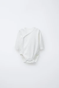 0-6 MONTHS/ THREE-PACK OF LONG-SLEEVE BODYSUITS WITH KIMONO COLLAR