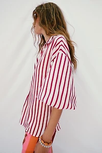 STRIPED PUFF SLEEVE SHIRT