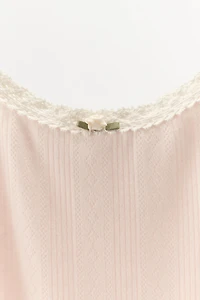 POINTELLE LACE STRAP TOP