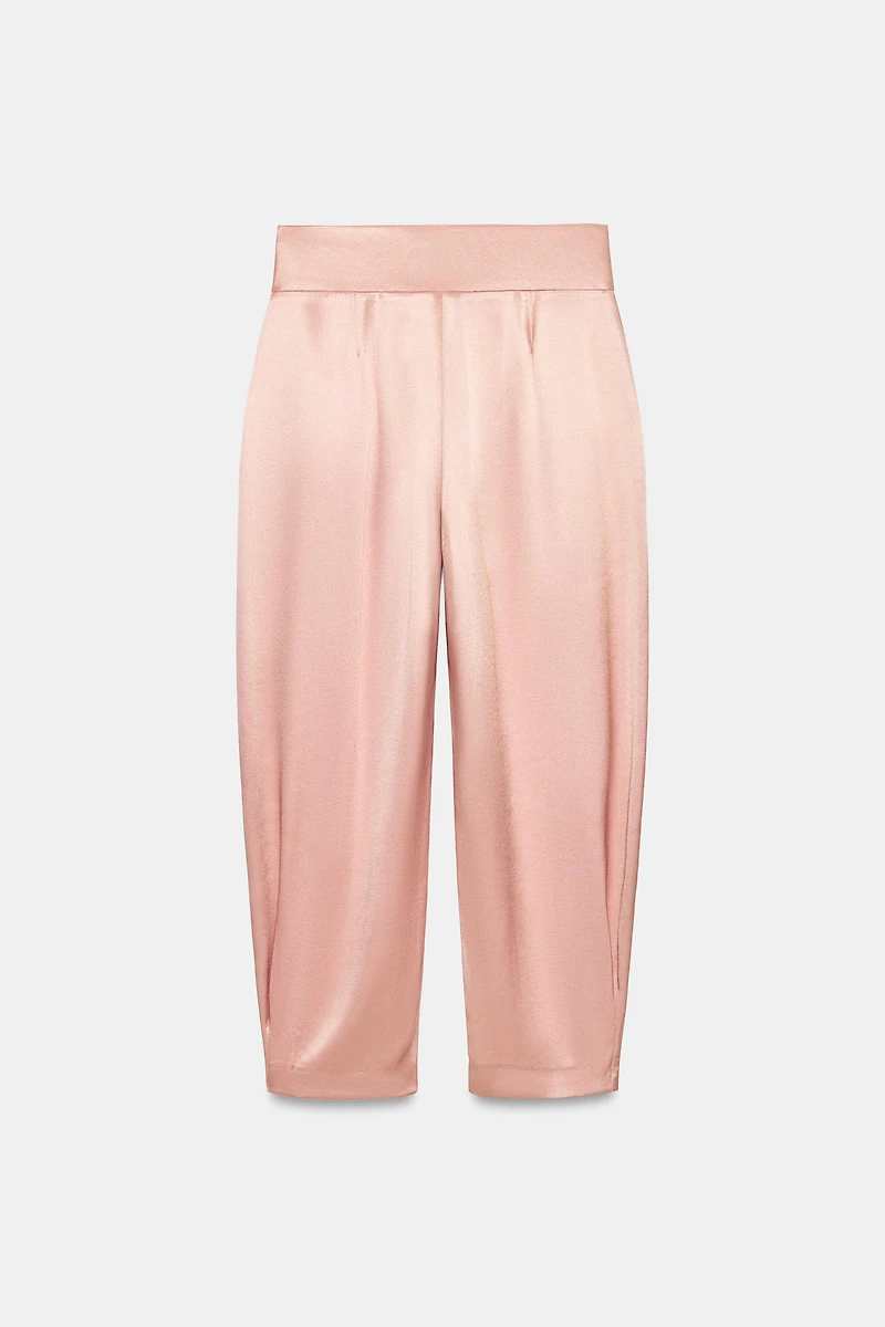 SATIN EFFECT PLEATED PANTS
