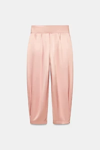 SATIN EFFECT PLEATED PANTS
