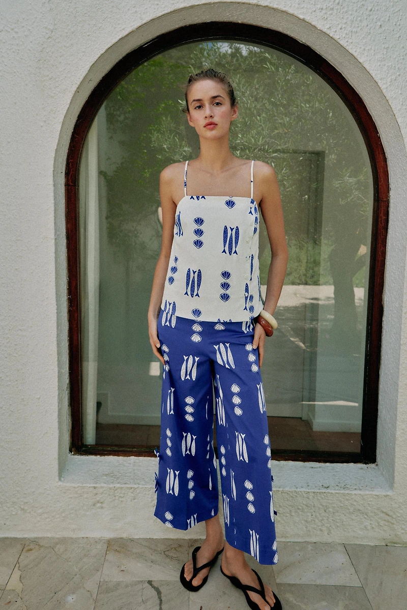 JUPE-CULOTTE IMPRIMÉE À LAÇAGES