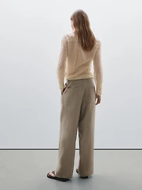 Pantalon large mid-rise 100 % lin