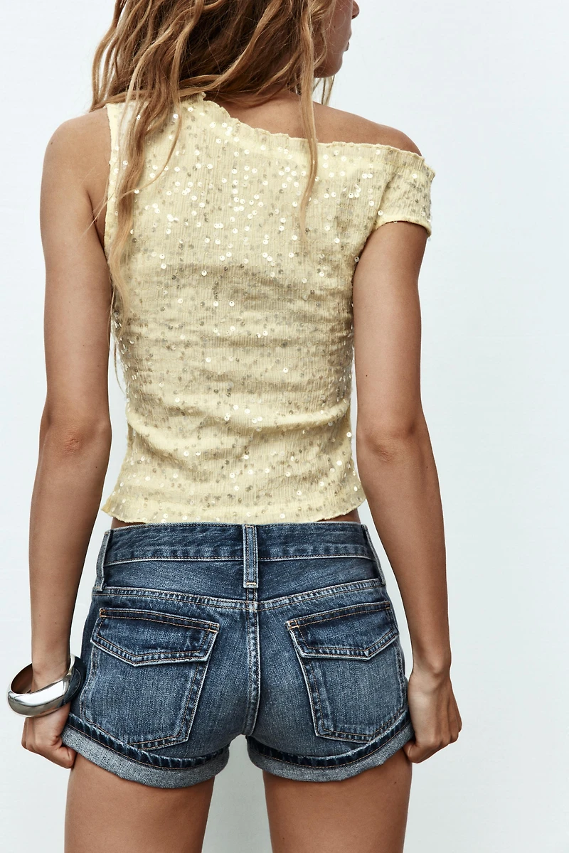 TRF BUTTON MINI DENIM SHORTS