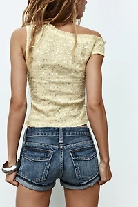 TRF BUTTON MINI DENIM SHORTS