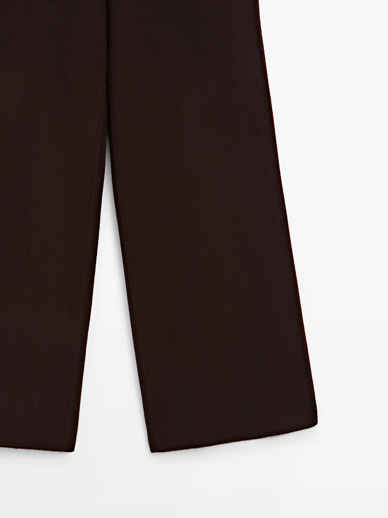Wool blend straight-leg trousers
