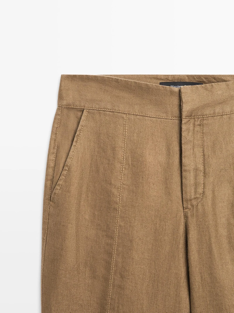 100% linen kick flare fit pants