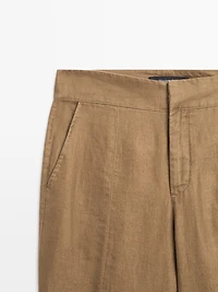 100% linen kick flare fit pants