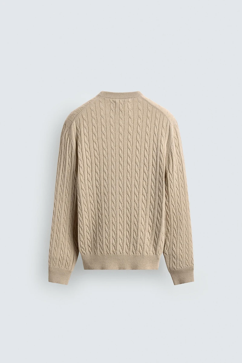 PULL TORSADÉ EN MÉLANGE DE COTON