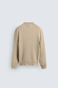 PULL TORSADÉ EN MÉLANGE DE COTON
