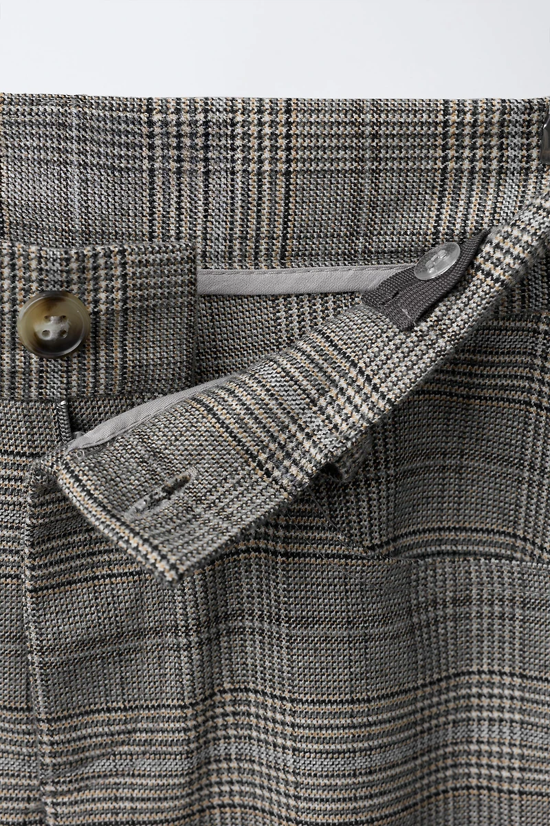 WARM PLAID BARREL PANTS