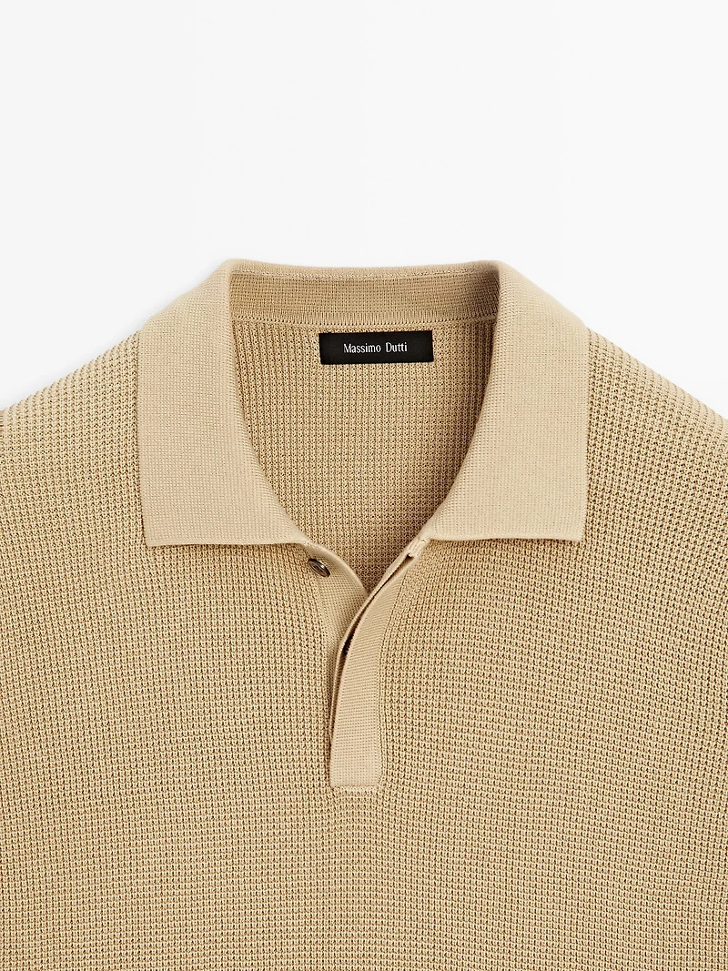 Polo en maille texturée de coton