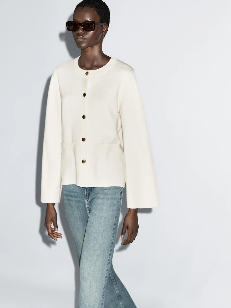 100% wool knit cardigan
