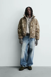 FLOCKED PRINT PUFFER JACKET