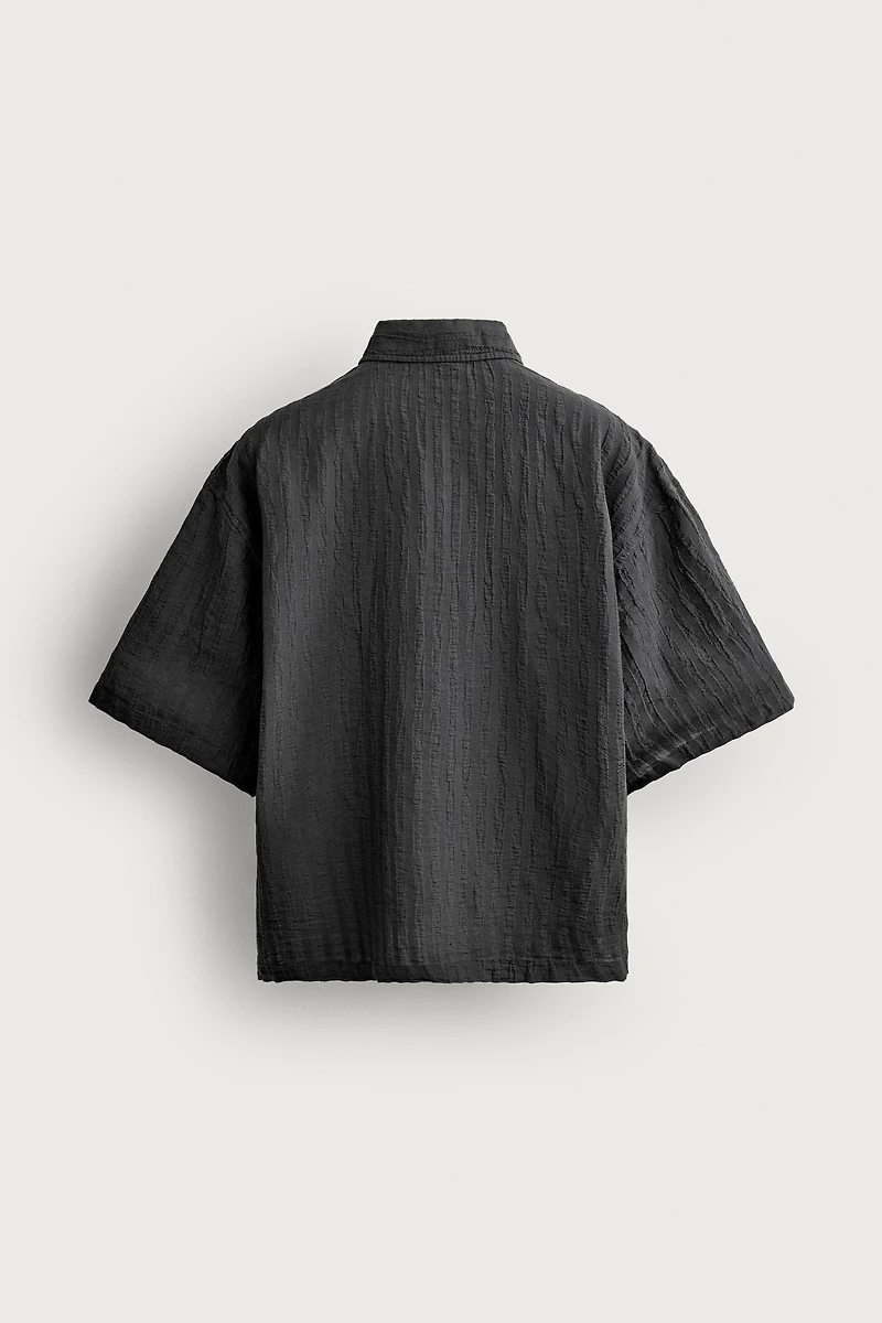 CHEMISE COUPE BOXY EN JACQUARD À RAYURES