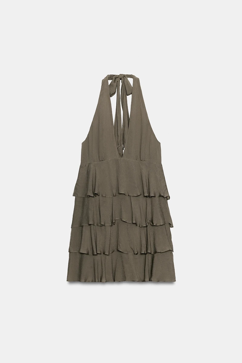 HALTER MINI DRESS WITH RUFFLES