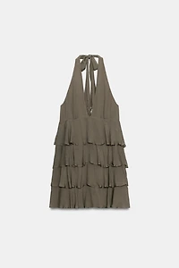 HALTER MINI DRESS WITH RUFFLES