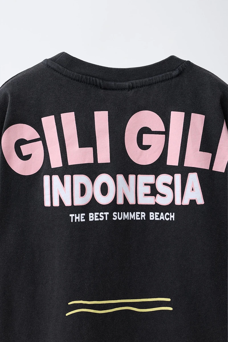 WASHED EFFECT TEXT T-SHIRT