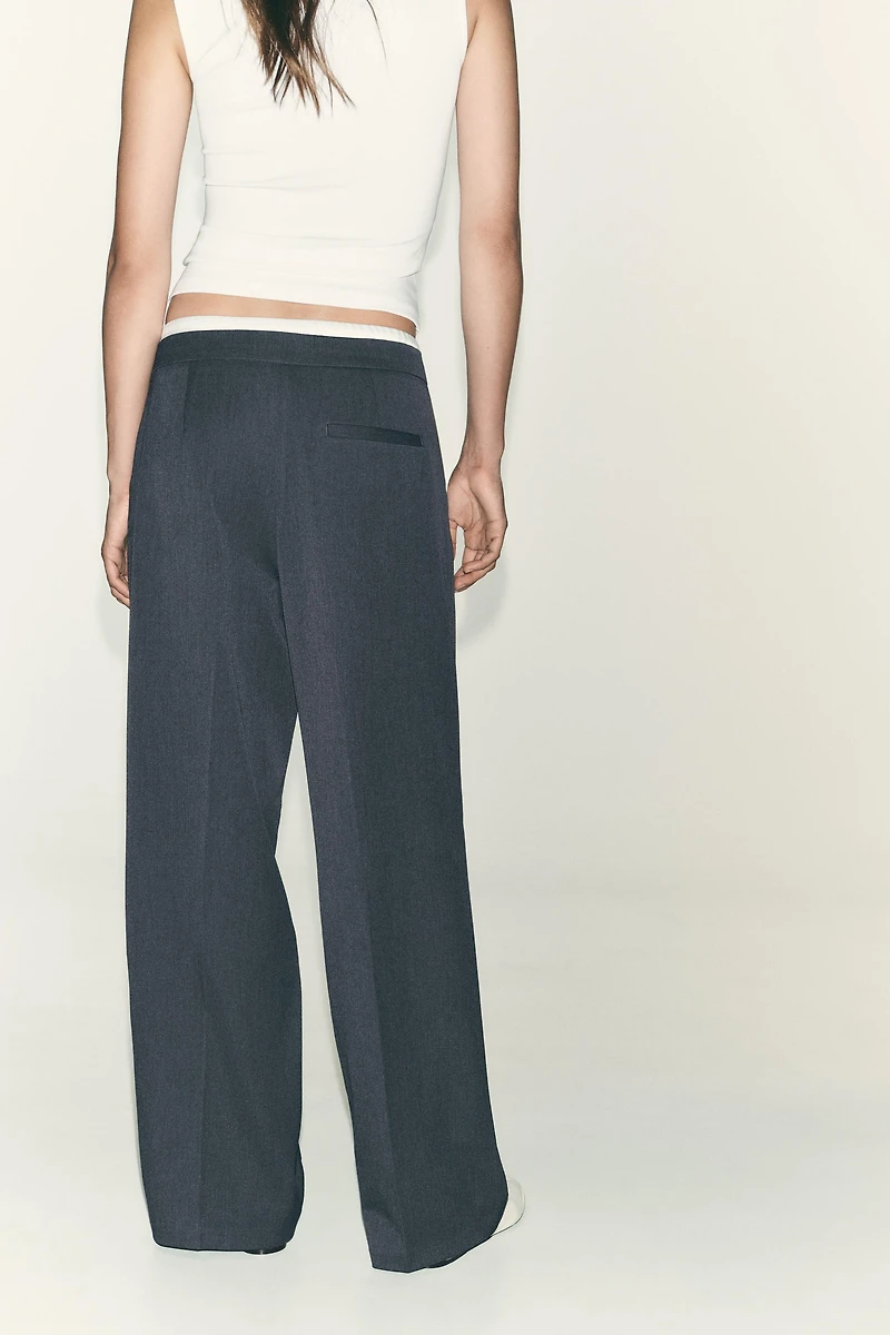 DOUBLE WAIST WIDE LEG PANTS