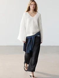 Blouse fluide gaufrée 100 % lin