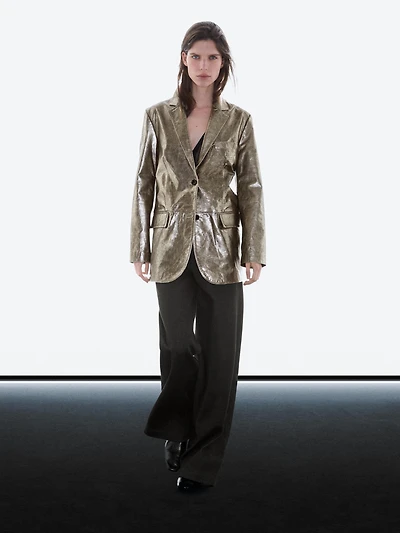 Metallic nappa leather blazer