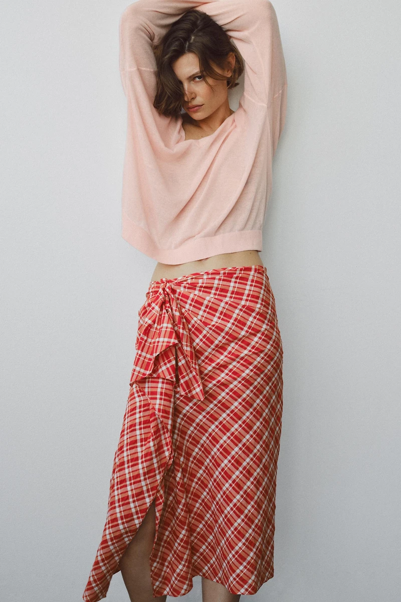 ZW COLLECTION PLAID MIDI SKIRT