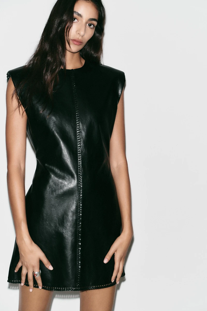 FAUX LEATHER MINI DRESS