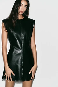 FAUX LEATHER MINI DRESS